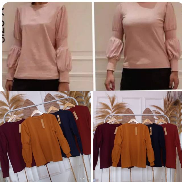 Atasan vivaldi import lengan balon