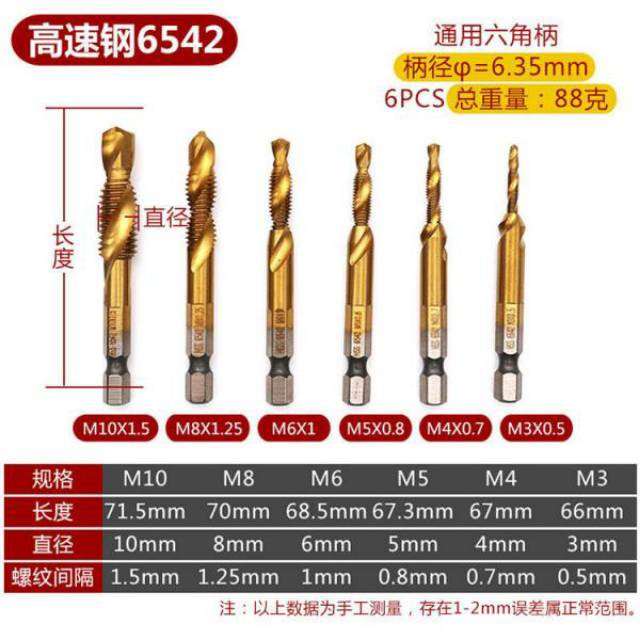 Grab Medan Mata Bor Drill Bit Countersink HSS M3 WALFRONT M10 6 PCS