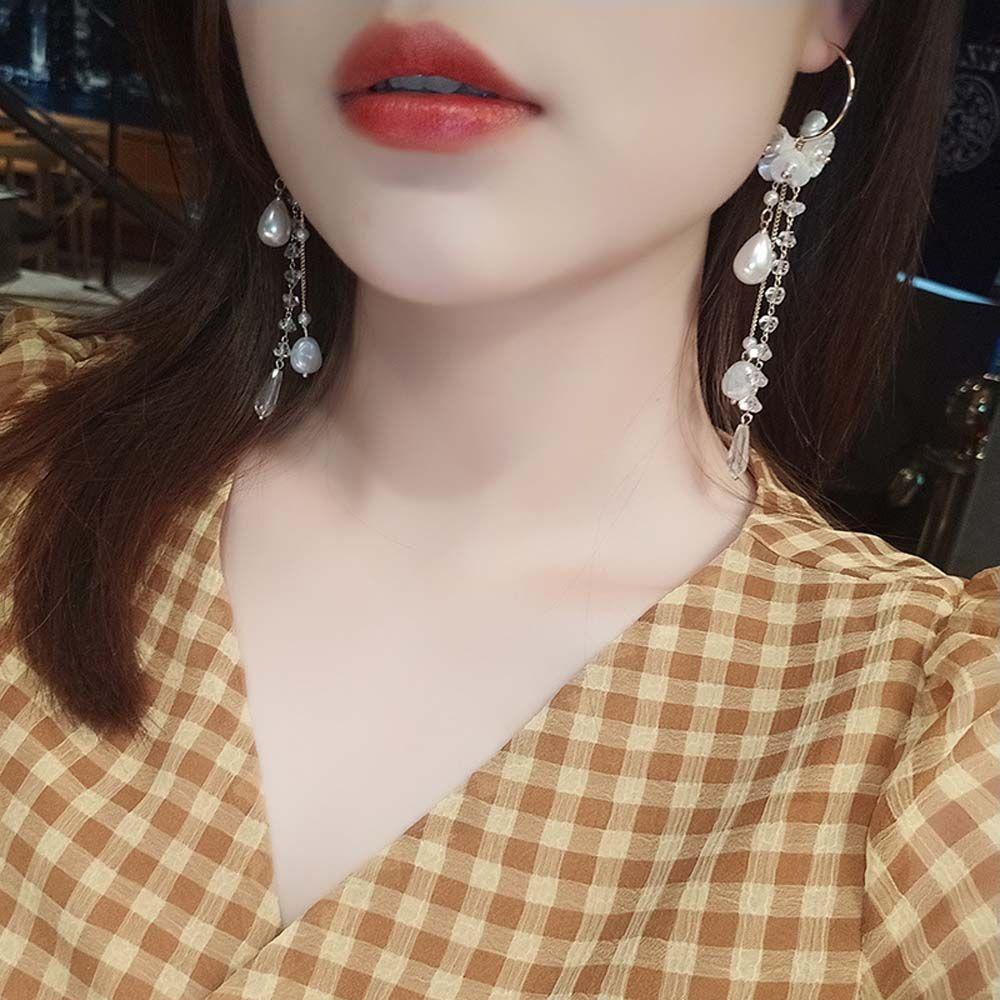 Mxbeauty Anting Tusuk Gantung Wanita Desain Bunga Hias Mutiara Imitasi Untuk Pantai / Pernikahan