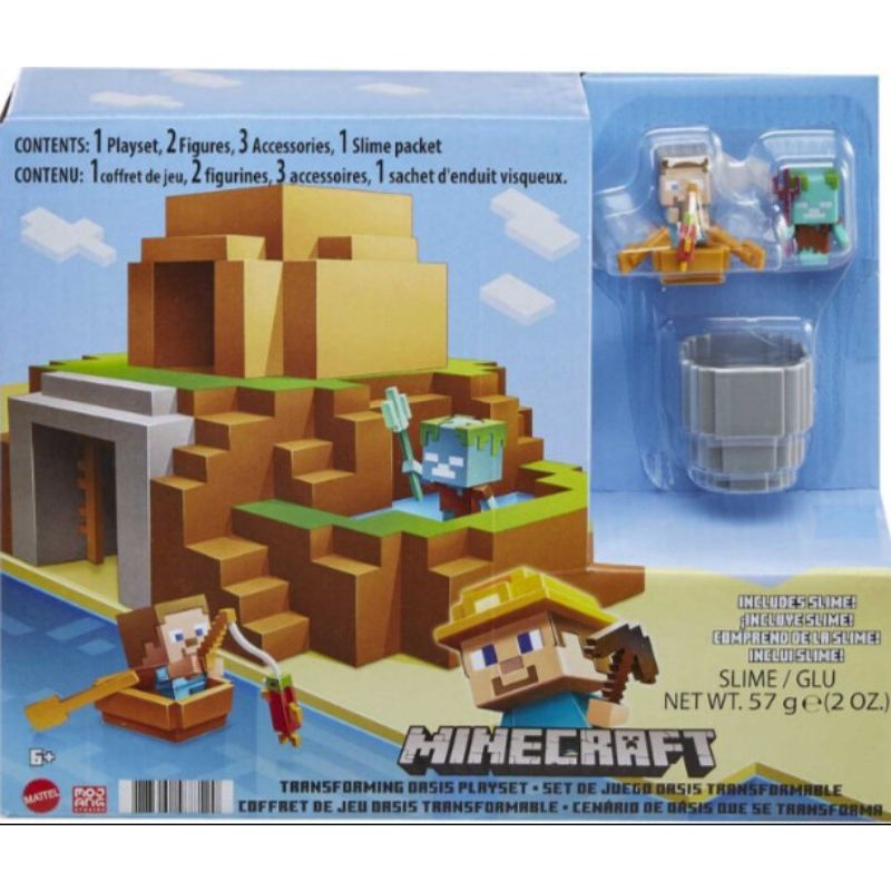 Mine Craft Minecraft Transforming Oasis Playset With Mini Figures Plus Accessories & Slime