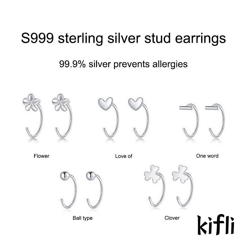 Anting Kait Ear Plugs 925 Silver Ukuran Kecil Untuk Wanita