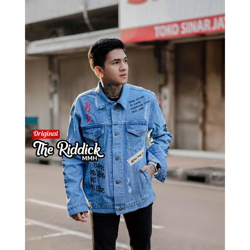 TURUN HARGA ! Jaket Jeans Pria Original Rocafela Grafity Jaket Jeans Pria Jaket Jeans Denim Pria Rocafela Terbaru