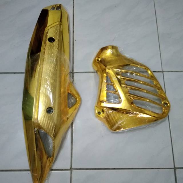 Paket cover knalpot plus cover radiator Nmax gold