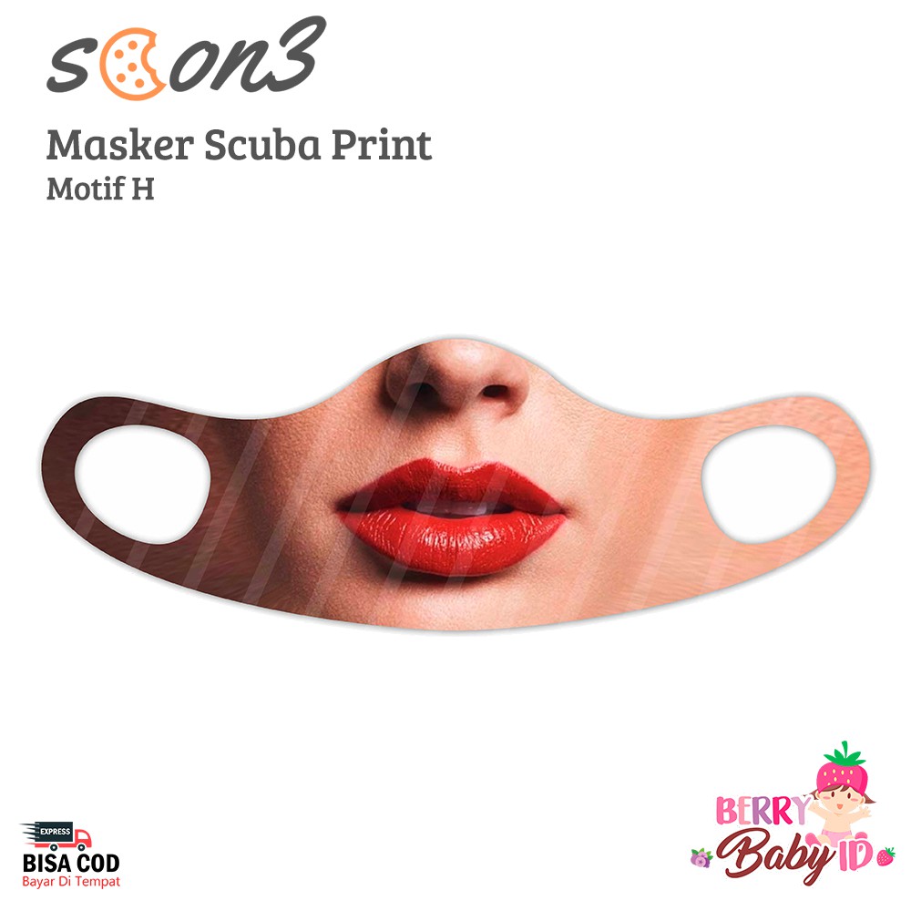 Scon3 Masker Dewasa Scuba Print Karakter Face Mask Berry Mart