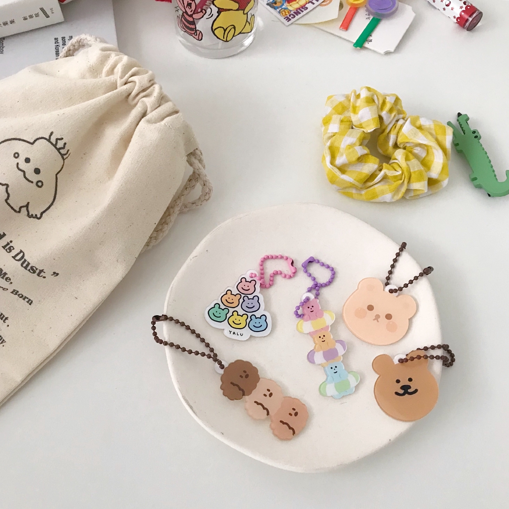 Korean lucu fudge beruang akrilik keychain, In airpods yang sama lengan pelindung menggantung tas rantai liontin