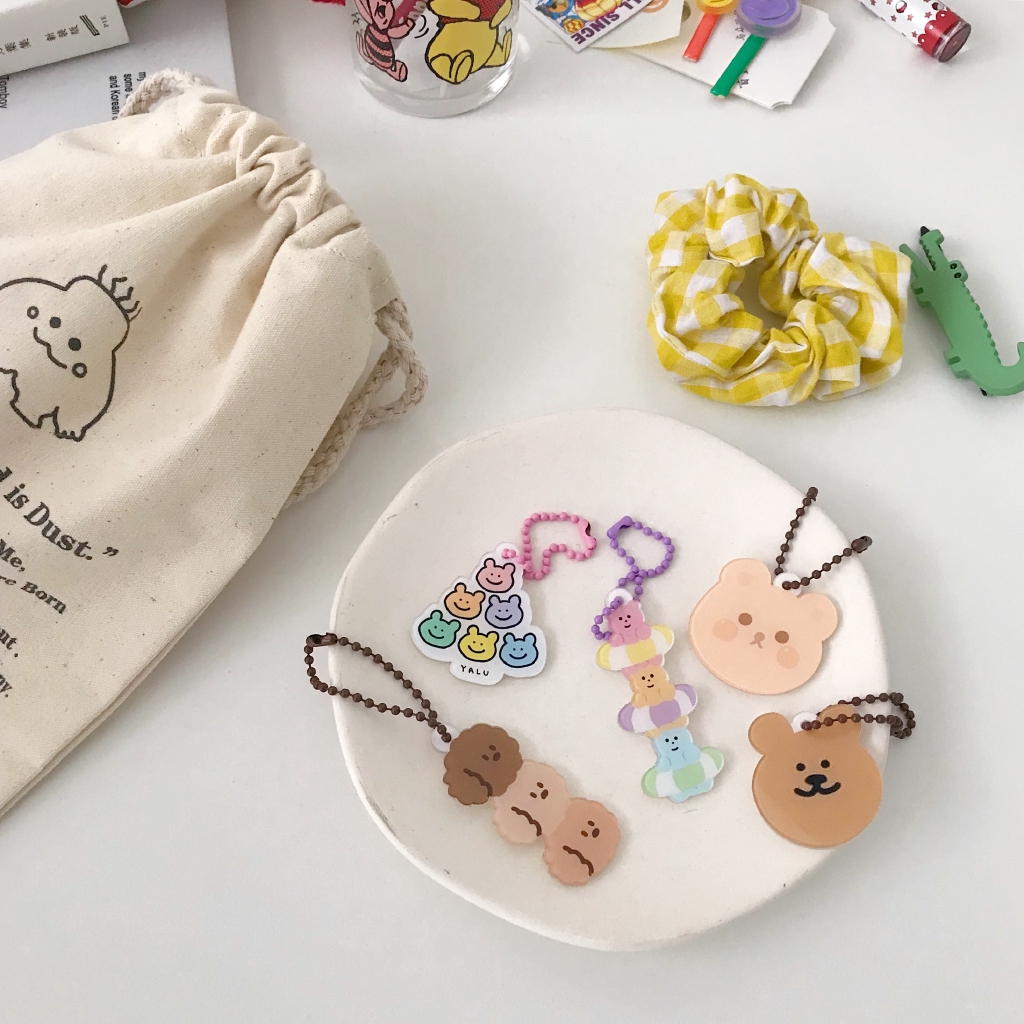 Korean lucu fudge beruang akrilik keychain, In airpods yang sama lengan pelindung menggantung tas rantai liontin