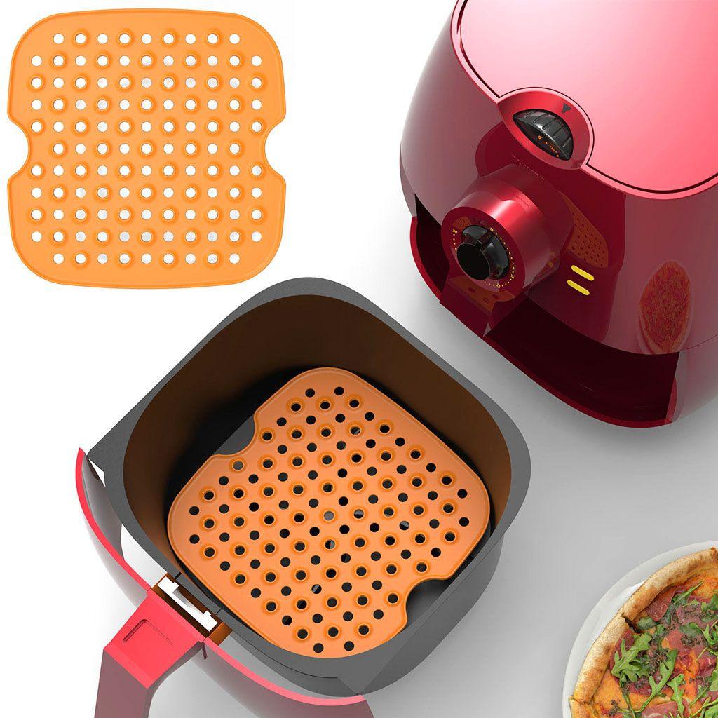 [Elegan] Air Fryer Liners Mudah Membersihkan Tahan Panas Reusable Bulat Gadget Dapur Mat Silikon Anti Lengket