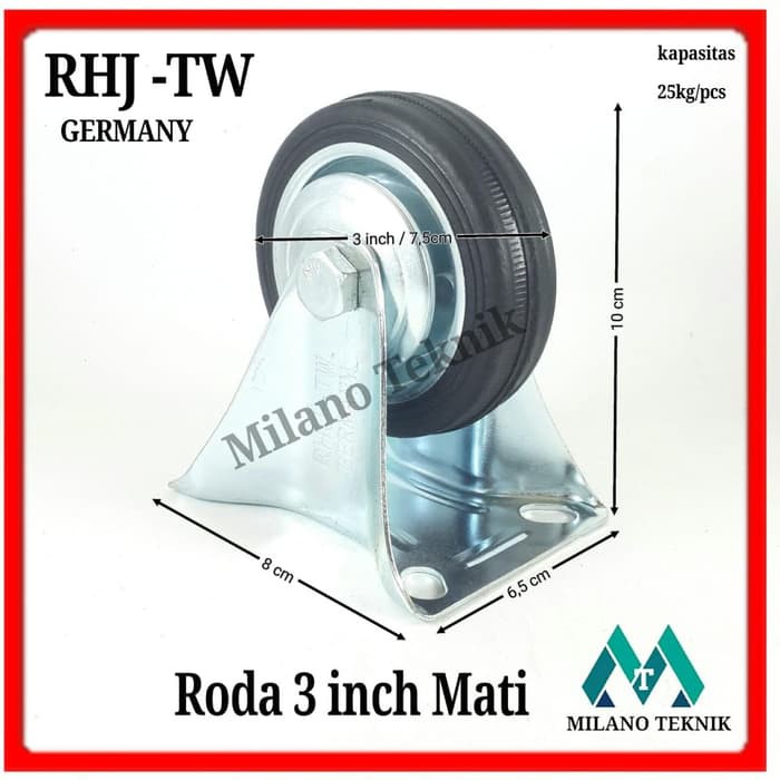 Roda troli 3&quot; mati roda karet etalase gerobak caster 3 inch