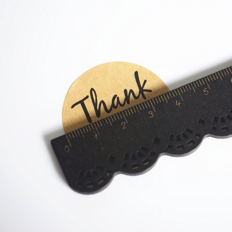 【Theredsunrisesiwy.id】60Pcs Kraft Paper Love Heart &quot;Thank You&quot; Sticker Decorative Baking Sealing Paste