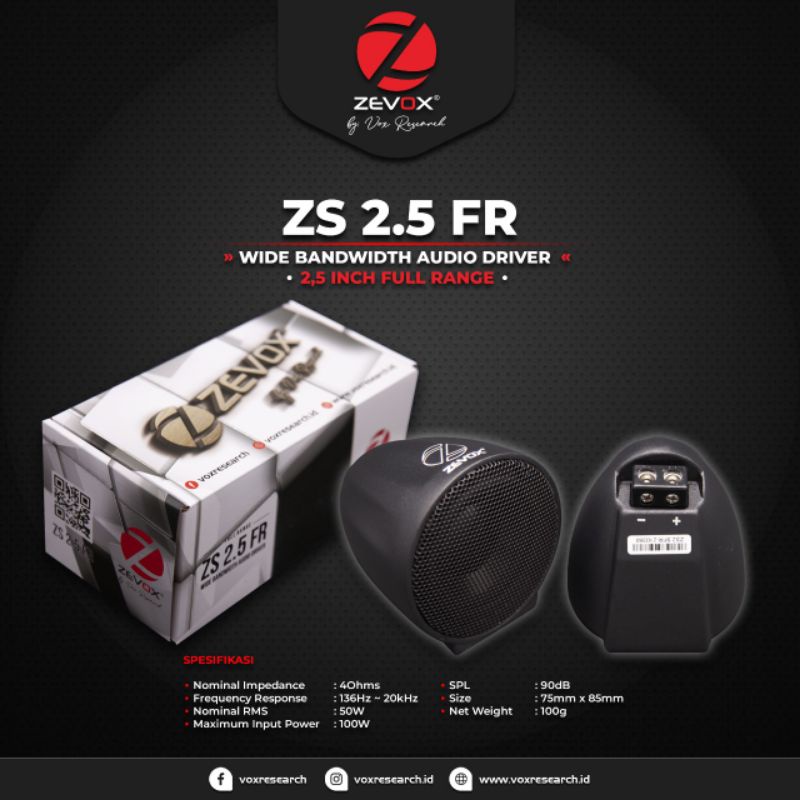SPEAKER FULLRANGE/ FULLRANGE ZEVOX ZS 2.5 FR BY VOX RESEARCH