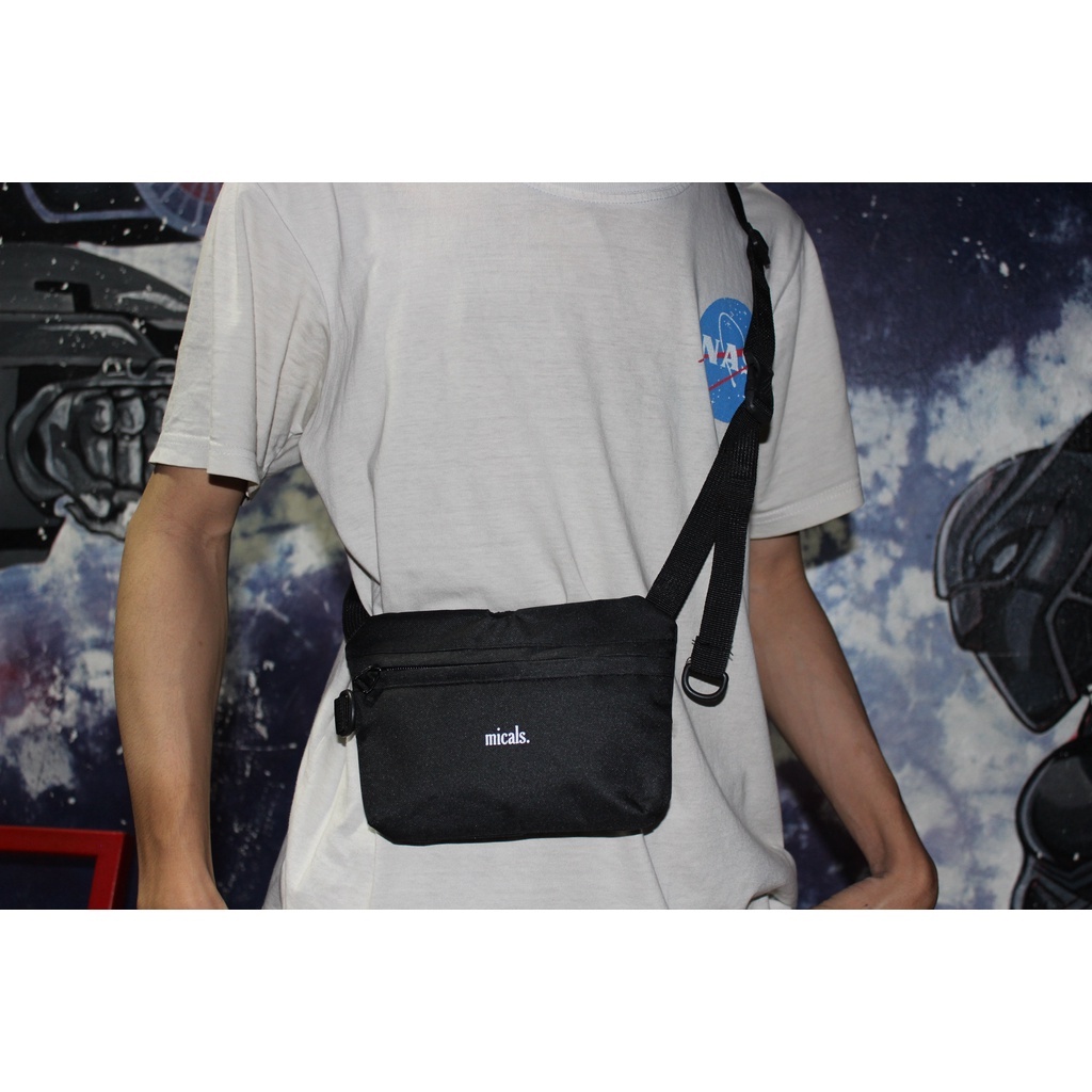 Tas slempang POKETTO hitam - Tas slempang hp mini terbaru unisex - sling bag