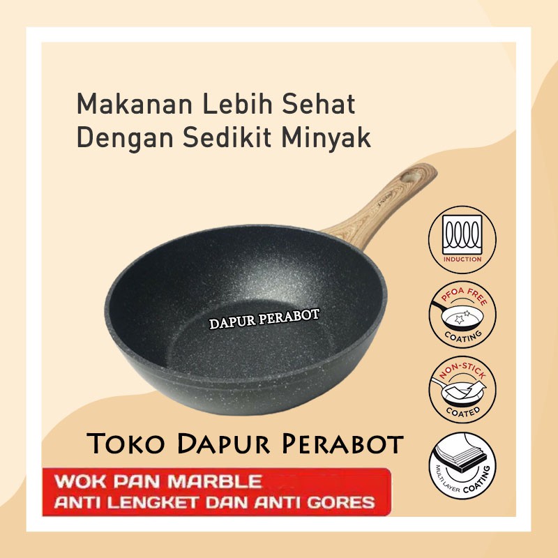 WAJAN ANTI LENGKET KERAMIK MARBLE PENGGORENGAN KUALI
