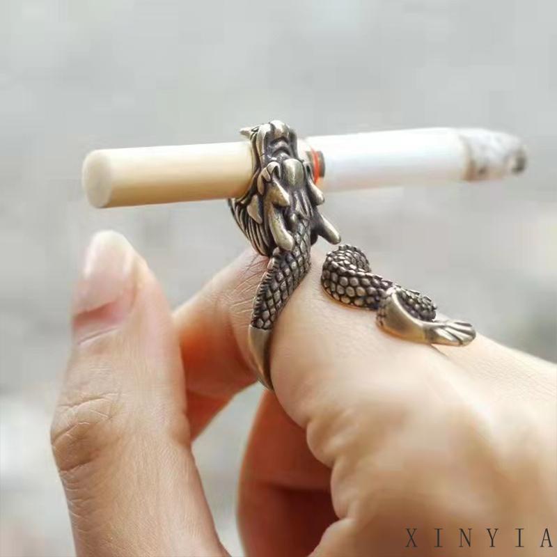 Cincin tengkorak pria Holder Rokok Bentuk Naga Untuk Hadiah