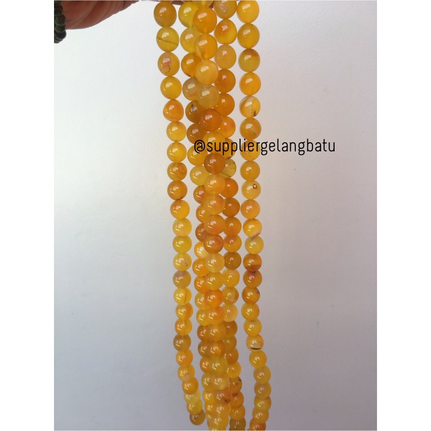 batu 14mm kalung gelang YELLOW AGATE kuning aksesoris online shop jade supplier fashion craft grosir