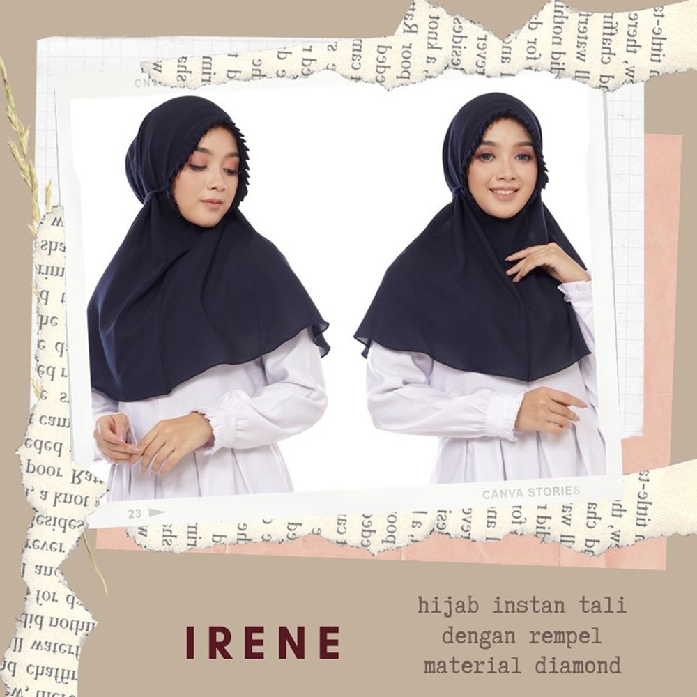 (MURAH)Hijab Bergo Maryam Lipit Diamond // Kerudung Instan Bergo //Jilbab Instan Bergo Maryam// Khimar Bergo Diamond Premium //Bergo Instan Tali IRENE