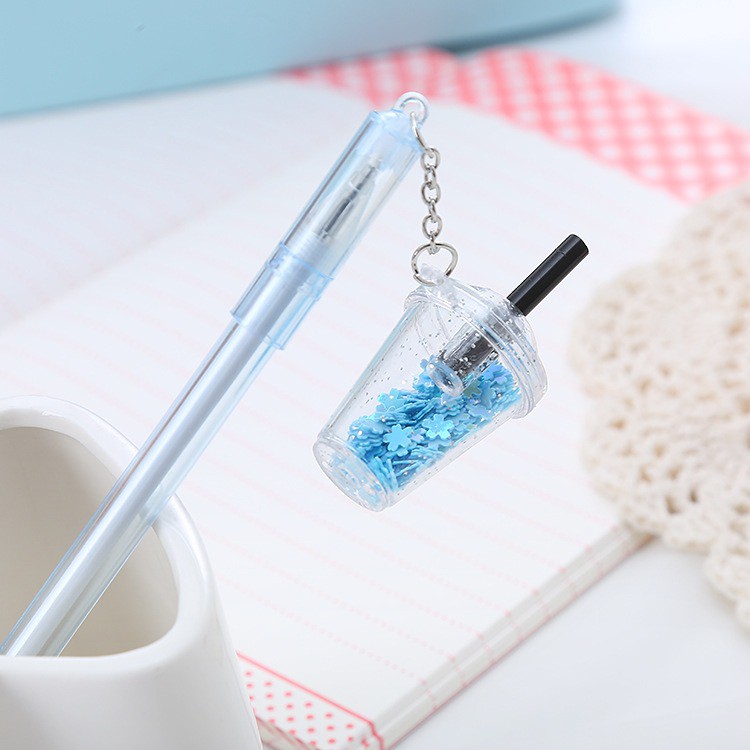 MURMURE.ID | PART 1 PULPEN GEL GANTUNGAN LUCU KARAKTER DENGAN SEQUIN GLITTER BOLPOIN LUCU UNIK PN087-SFTDRNK-BIRU