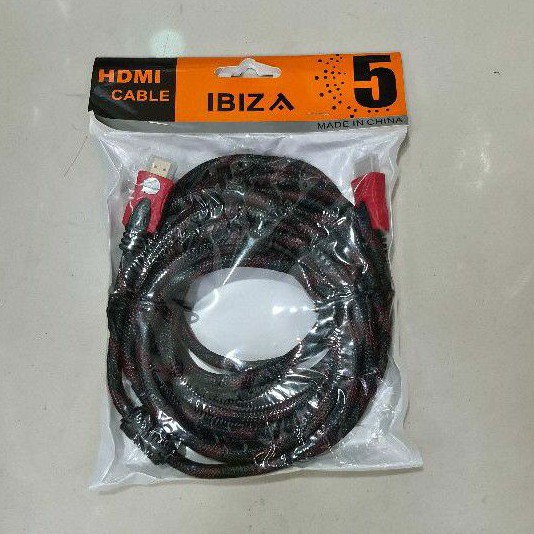 KABEL HDMI KE HDMI IBIZA 5M SERAT JARING HDMI TO HDMI