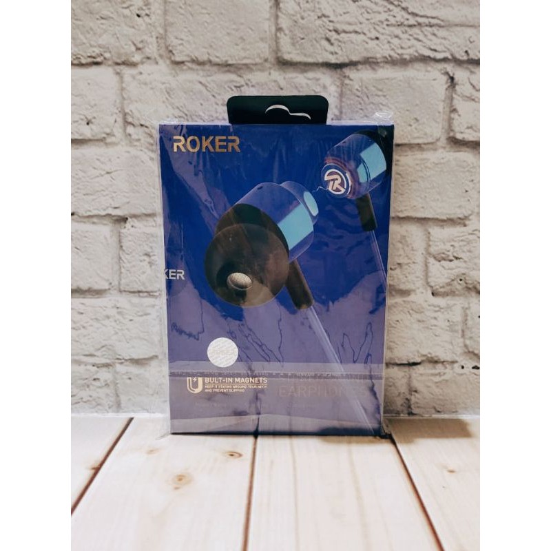 Roker Handsfree Blue Premium RK39K Stereo Sound Earphones With Volume Switch Mic