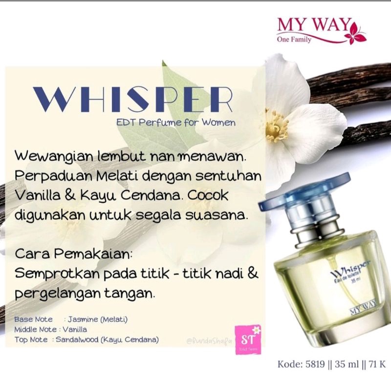 PARFUM WHISPER MYWAY EDT FOR WOMEN