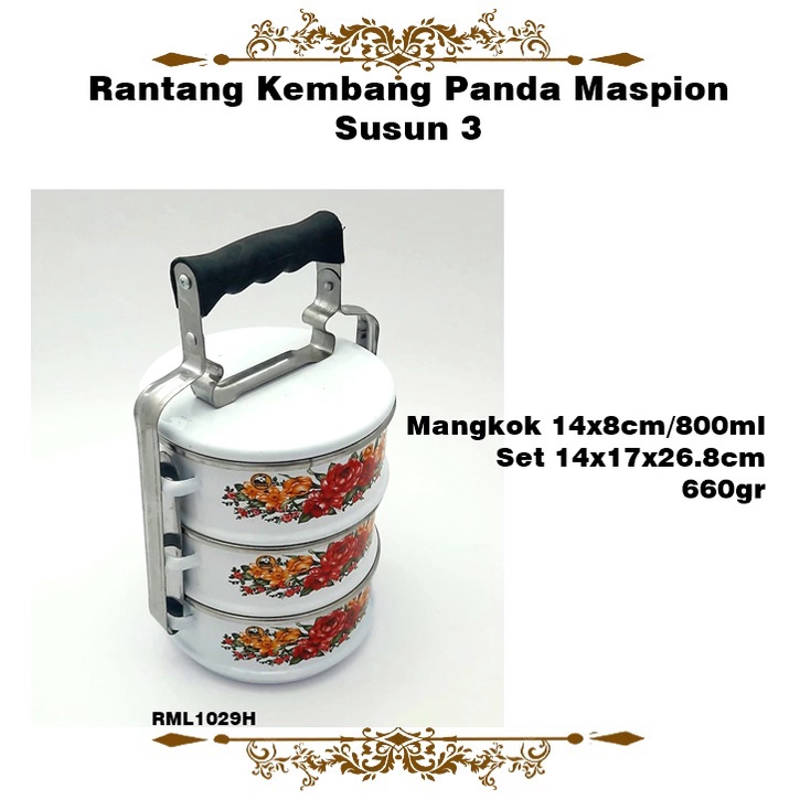 Rantang Kembang Panda 14cm Maspion Susun 3