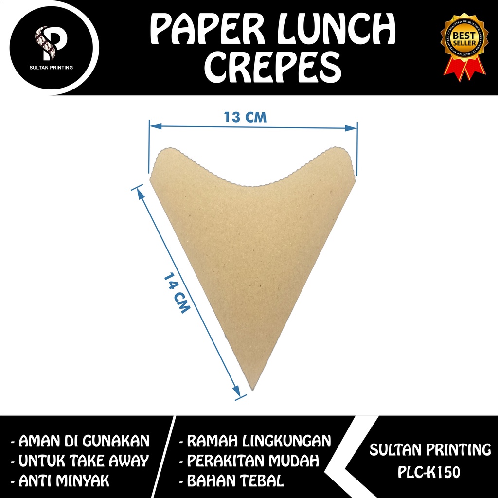 PAPER LUNCH CREPES KRAFT (COKLAT)  / TEMPAT MAKAN CREPES / KEMASAN CREPES