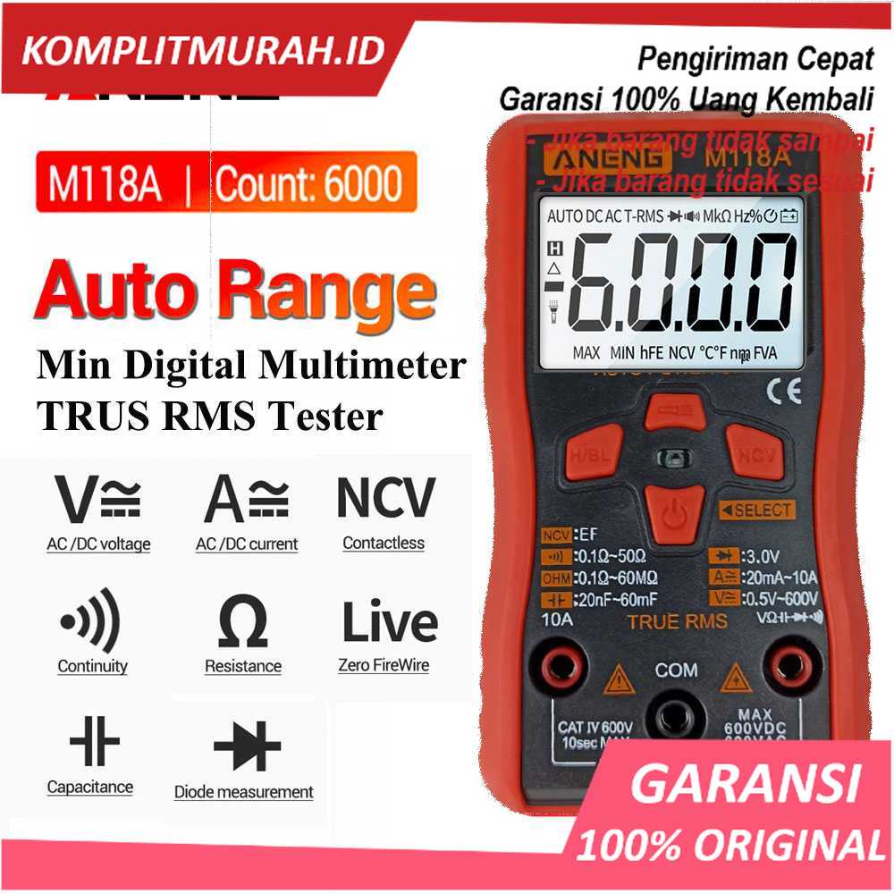 [BISA COD] ANENG Digital Multimeter Voltage Tester - M118A