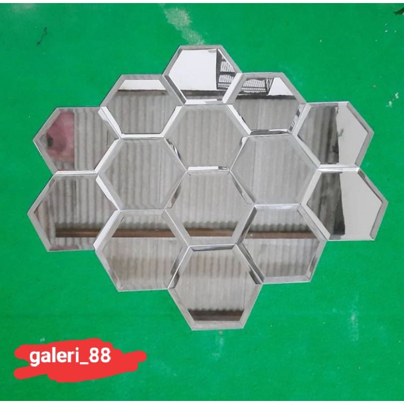 Jual Kaca Cermin Bevel Hexagon Dekorasi Dinding Tebal 5mm Shopee