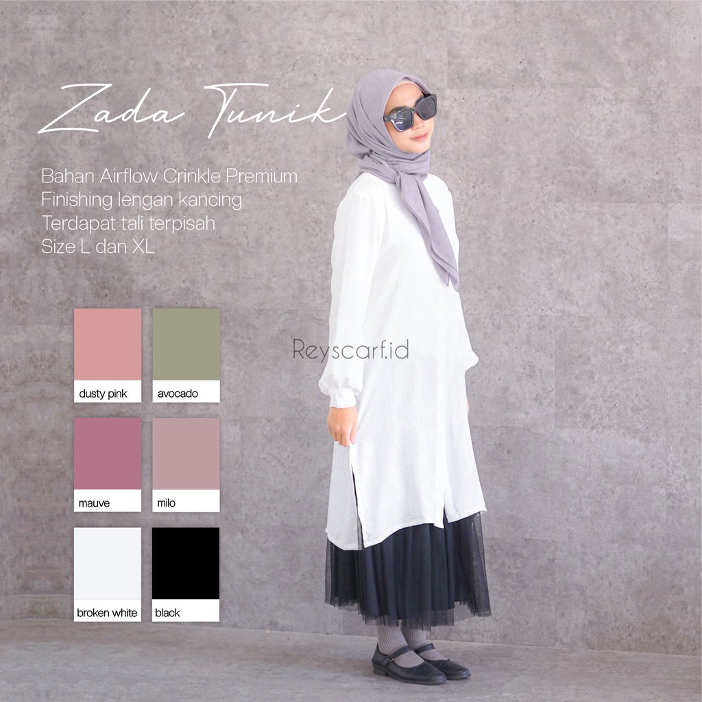 Tunik Zada By Reyscarf Tunik Dewasa Luxury Bahan Airflow Crinkle Premium Terbaik Nyaman Dipakai I Bisa COD