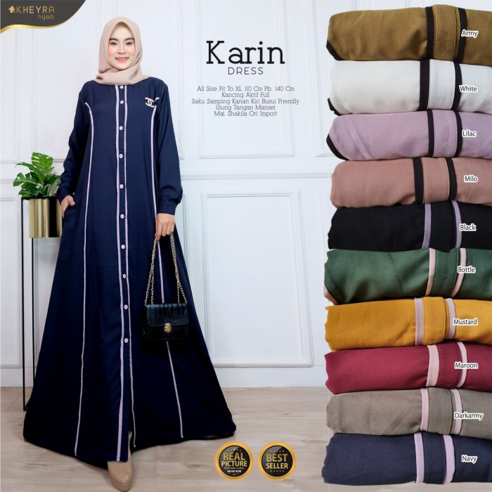 Gamis Terbaru Karin Dress Muslim Original Shakila Busui Modis - navy, XL