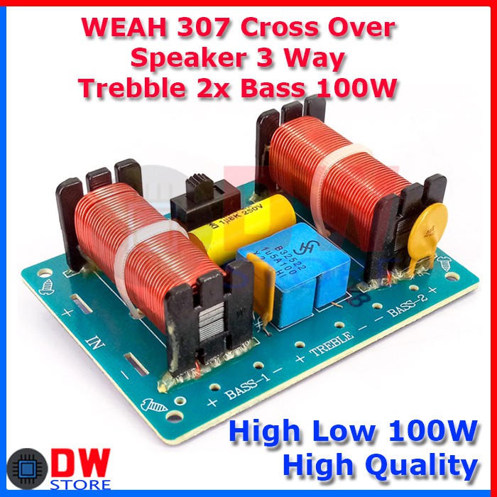 WEAH 307 Cross Over Crossover Speaker 3 Way High Low 2X Bass 100W