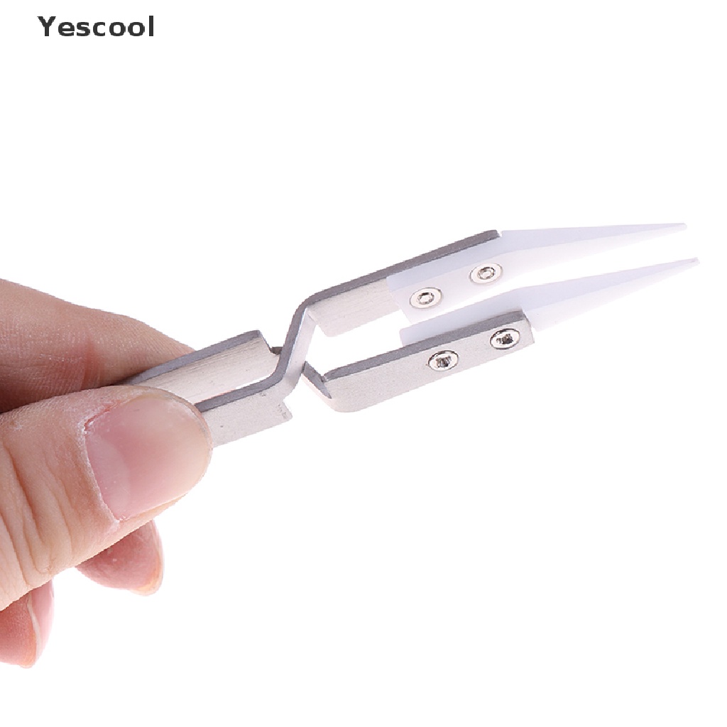 Yescool Anti-static reverse ceramic tweezers heat resistant conductive tweezers .