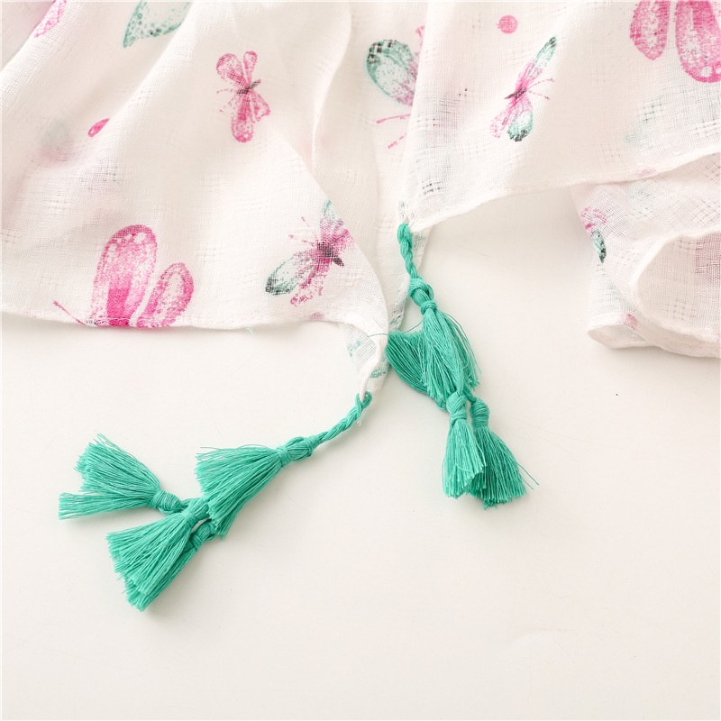 ITSFRIDAY JESSIE Scarf - Premium Pashmina Shawl Selendang Syal Pasmina Hijab Import Motif Art Butterfly Pink Tosca Tassel