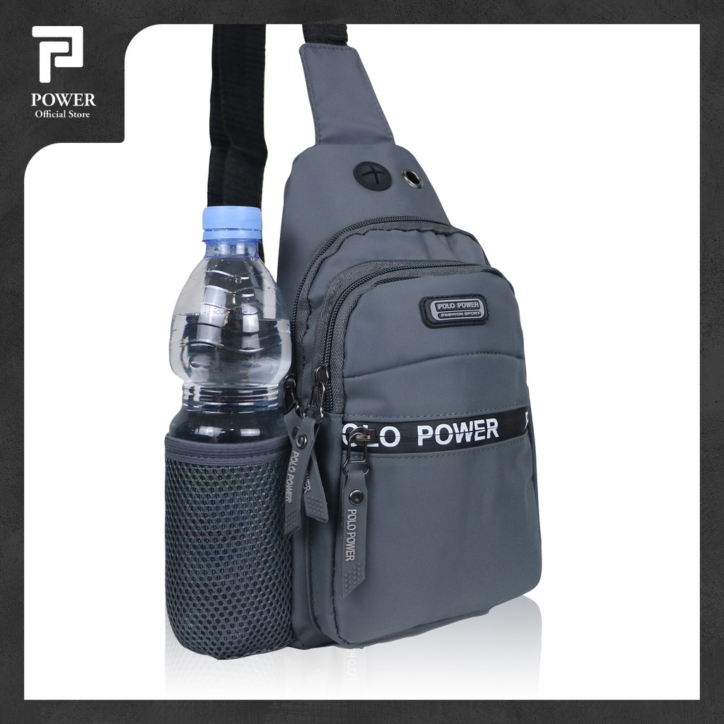 Polo Power Tas Pria Sling bag Import Waterproof USB Portable Tas Slempang Dada Pria Anti Air Tas Polo Original