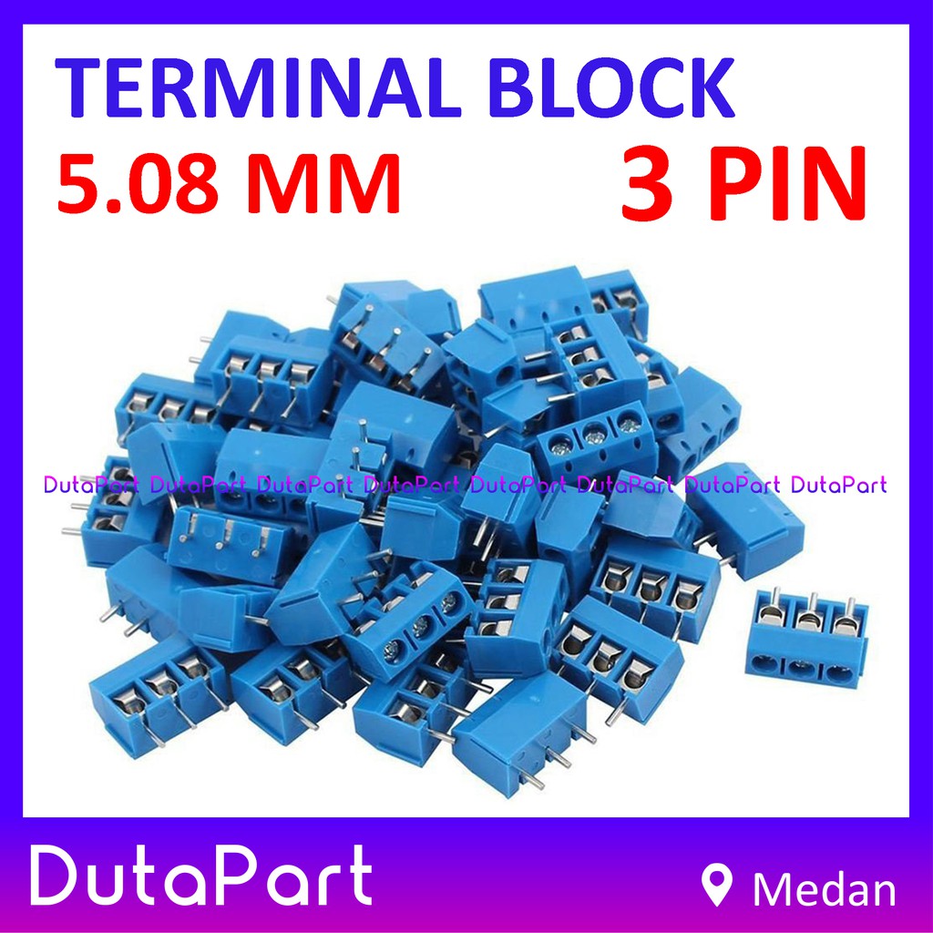 Terminal Block 3 Pin Connector Skrup Screw Pitch 5.08mm 5mm 3P Blok