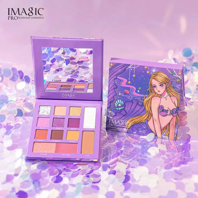(READY &amp; ORI) IMAGIC Mermaid Series Makeup Palette EY333 EY334 Ungu/Hitam