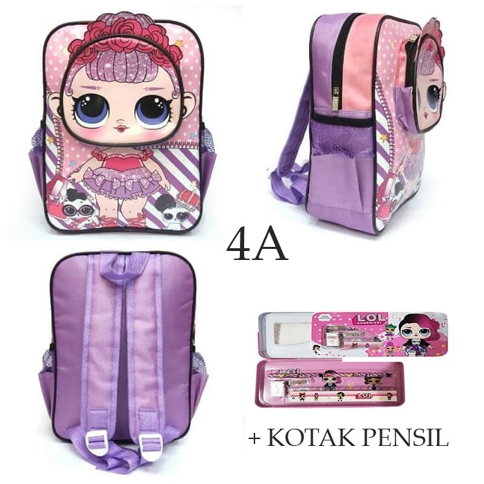 PROMO TAS Ransel Anak TK Atau Play Group / Paud Bahan Tahan Air Gambar Anak Cewek Lengkap