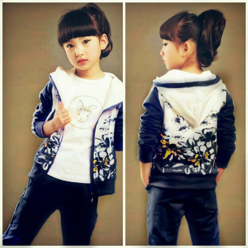 St kids ziper hoodie kid ro stelan baju anak perempuan set anak kekinian setelan anak tanggung