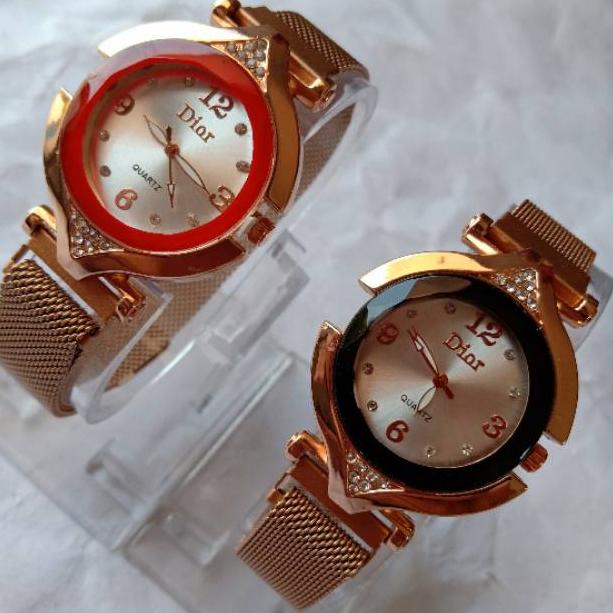 PLU.20Au22ᶠ ◦ Jam tangan wanita magnet oval  D1001 oval khusus rose gold