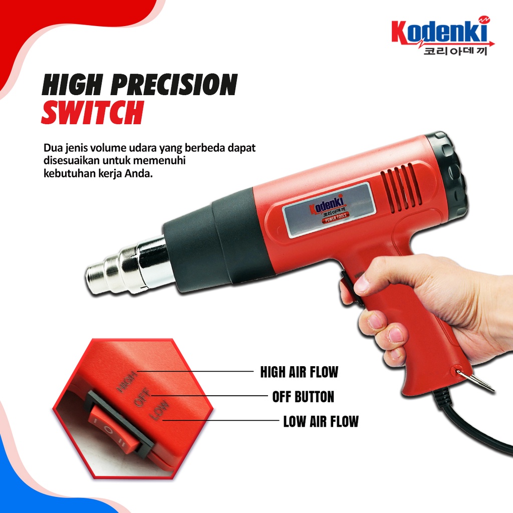 KODENKI HAG101 Heat Gun 1500 Watt - Hot Air Gun Pistol Pemanas Hot Gun