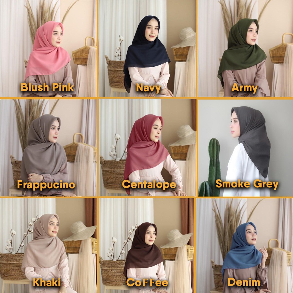 BELLA SQUARE Hijab Segiempat Warna Part1 Jilbab Pollycotton Premium 1 [Go-Send]-3