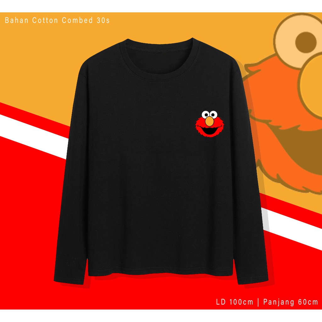 ELMO LOGO KAOS DESIGN PREMIUM BAJU KAOS KATUN WANITA/ PRIA UNISEX LENGAN PANJANG