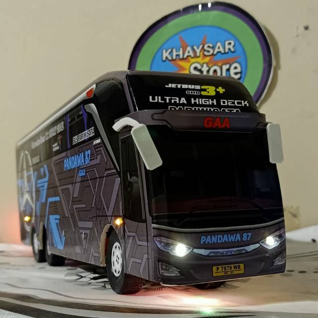 Miniatur bus bis pandawa 87 UHD plus lampu