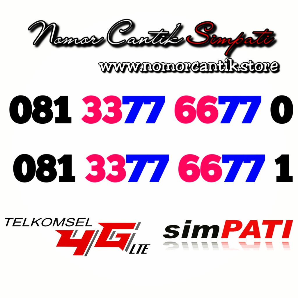 Nomor Cantik Simpati AABB ABCD 3377 6677 77 77777 7777777 7 NOMOR CANTIK TELKOMSEL 4G LTE TELKOMSEL