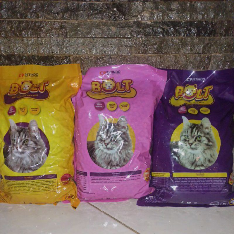 Bolt Cat Repack 1kg Kitten &amp; 800gr Adult All Variant -  makanan kucing bolt dry catfood