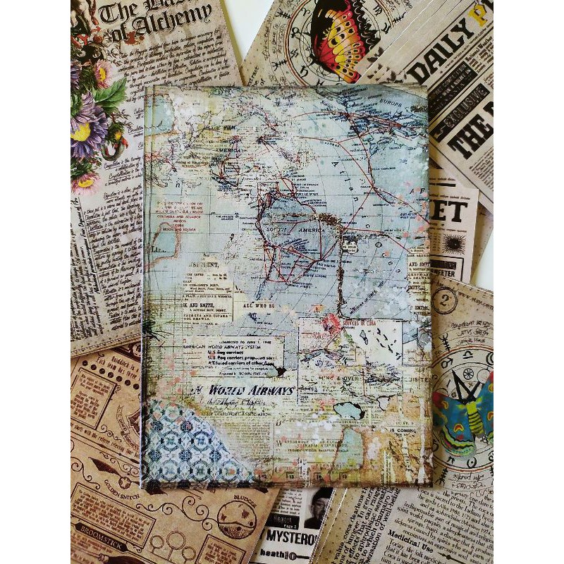 

World Map Kertas Vintage / Vintage Paper / Bullet Journal Paper By : peachii