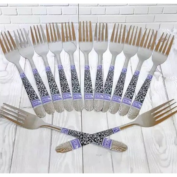 Garpu makan stainless steel motif batik tebal per lusin 12pcs