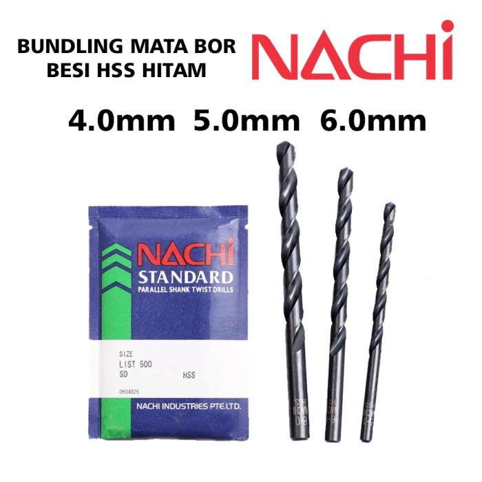 PAKET MATA BOR NACHI HITAM HSS SET 4 5 6 MM - BUNDLING