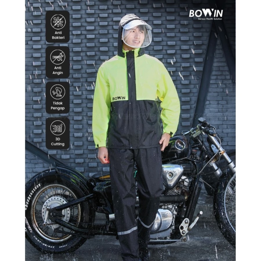 Jas Hujan Premium 3D Cutting Anti Bakteri Windproof Bowin 673