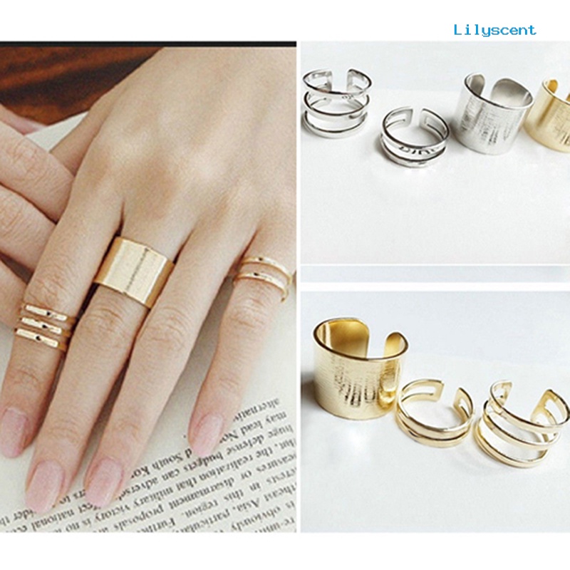 Ls 3pcs / Set Cincin Knuckle Midi Model Terbuka Untuk Hadiah Natal Charms