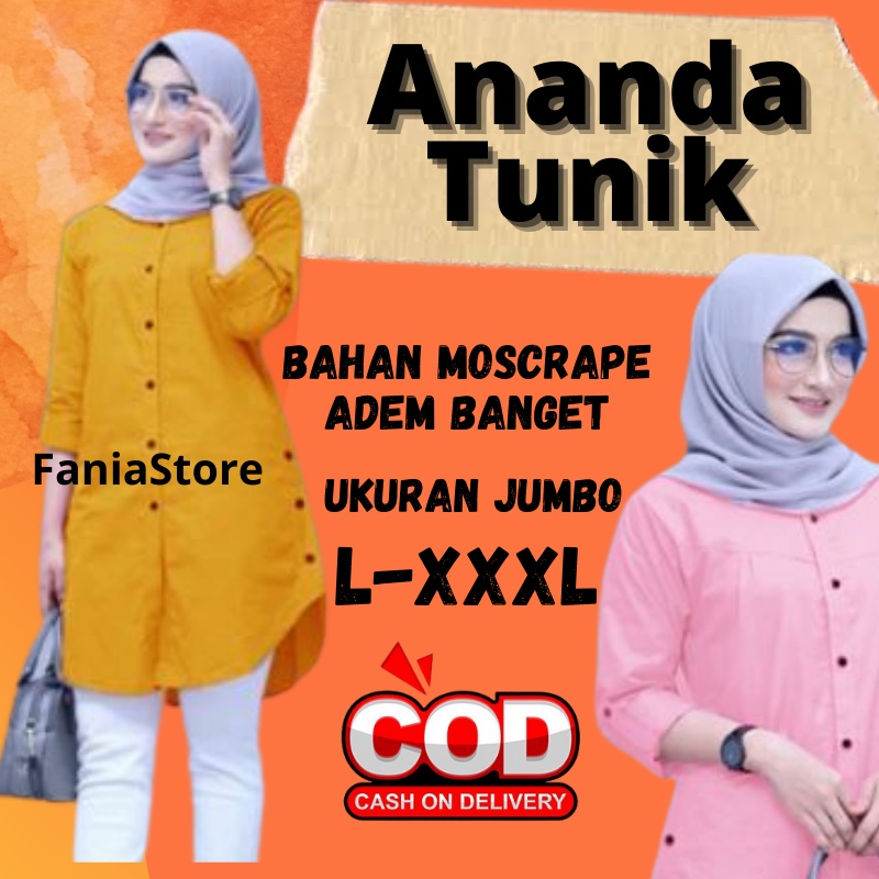 PROMO Tunik Wanita Terbaru Kekinian Murah Tunik Rayon Adem Polos Premium Jumbo Tunik Panjang Navi Wa